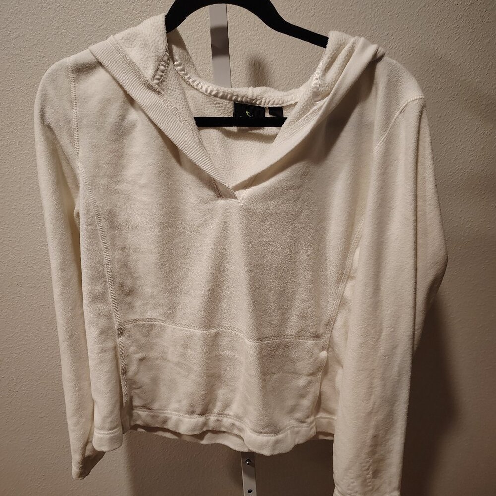 Tek Gear Women's White Fleece Hoodie Size Large Polyester Long Sleeve Pockets